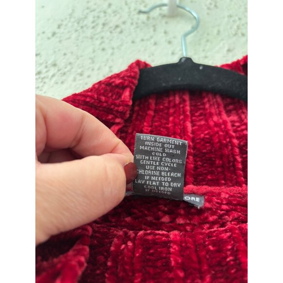 Chelsea & Theodore Red Chenille Turtleneck Sweater L Soft Plush Cozy Fall Winter - Picture 4 of 10